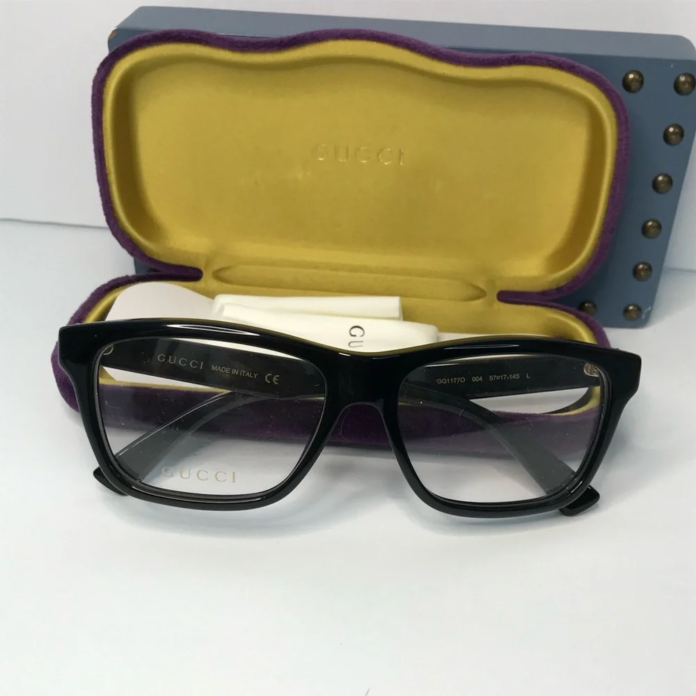 New Authentic Gucci GG1177O Eyeglasses 004 - Black - Transparent